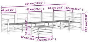 7 pcs conjunto de sofás para jardim madeira de pinho maciça