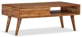 Mesa de centro madeira maciça com gaveta esculpida 100x50x40 cm