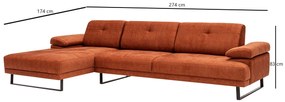 Sofá de Canto Mustang – Laranja – 174 x 274 cm