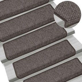 Tapetes escada adesivos aspeto sisal 15pcs 65x21x4 cinza e bege
