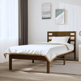vidaXL Estrutura de cama 90x200 cm pinho maciço castanho mel
