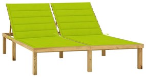 Espreguiçadeira dupla c/ almofadões verde brilh. pinho impreg.