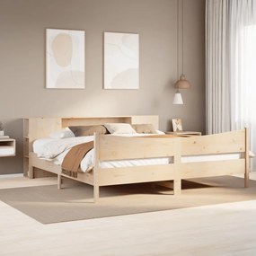Cama sem colchão 200x200 cm madeira de pinho maciça
