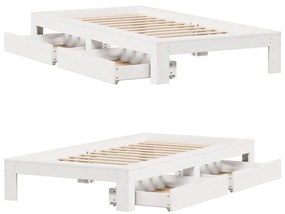 Cama sem colchão 90x190 cm madeira de pinho maciça branco