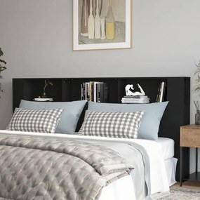 vidaXL Armário de cabeceira 220x18,5x104,5 cm preto