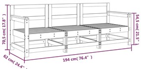 3 pcs conjunto lounge de jardim madeira de pinho maciça cinza