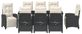 Conjunto de Jantar de Jardim 9 Peças de Rattan Poliéster Preto