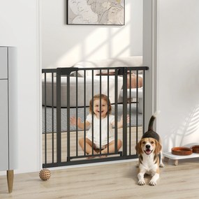 Barreira de Segurança para Cães e Bebés, 96 x 3 x 76 cm, Fixação por Pressão sem Perfuração, Preta