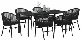 Conjunto de jantar de jardim com 7 peças – Rattan preto