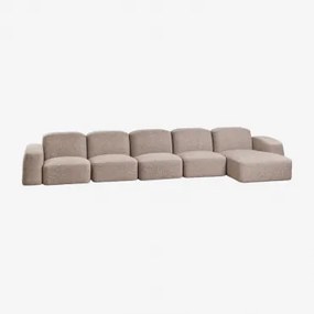 Sofá Modular Com Chaise Longue Direita Bastian De 5 Peças Bouclé Castanho Moca - Sklum