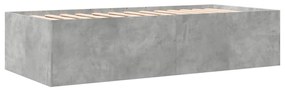 Sofá-cama com gavetas sem colchão 90x200 cm cinzento cimento