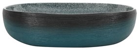 Lavatório de bancada oval 59x40x14 cm cerâmica turquesa