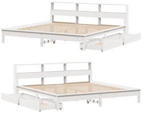 Cama com estante sem colchão 180x200 cm pinho maciço branco