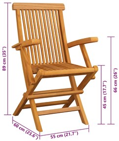 Cadeiras de jardim c/ almofadões antracite 2 pcs teca maciça
