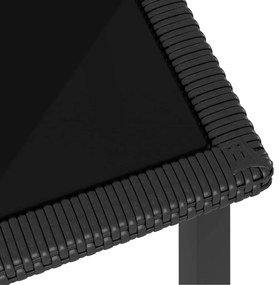 9 pcs conjunto de jantar para jardim vime PE preto