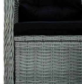 7 pcs conj. jantar exterior + almofadões vime PE cinzento-claro