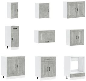 14 peças armário de cozinha conjunto Kalmar concreto cinza