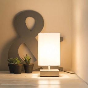 Candeeiro de mesa moderno branco com aço - Milo