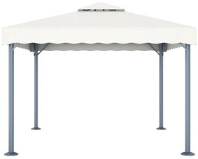 Gazebo com cordões de luzes LED 300x300 cm alumínio cor creme