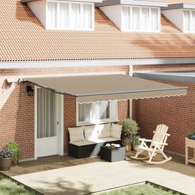 Toldo Retrátil Manual vidaXL com LED Bege 400x300 cm