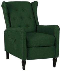 vidaXL Poltrona reclinável tecido verde-escuro