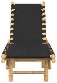 Espreguiçadeira com Tiras Pretas Entrelaçadas 55x200x30cm Bambu