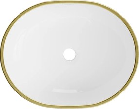 Mexen Viki lavatório de mesa 48 x 35 cm, branco/com borda dourada - 21054805