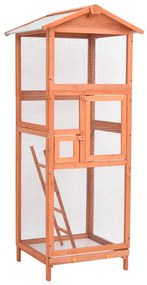 vidaXL Gaiola para pássaros 68x62x166 cm madeira de abeto maciça