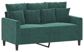 2 pcs conjunto de sofás com almofadões veludo verde-escuro