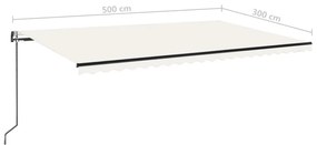 Toldo retrátil automático 500x300 cm cor creme