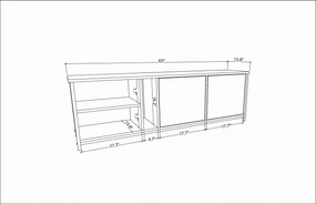 Móvel TV Stand Primrose – Preto e Branco – 160 cm x 35,3 cm x 50,8 cm