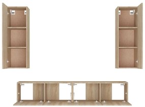 Conjunto móveis de TV 4 pcs madeira processada carvalho sonoma