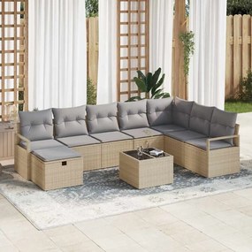 vidaXL Conjunto de Sofá de Jardim 8 pcs Bege Rattan Sintético