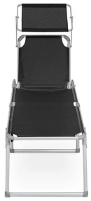 Espreguiçadeira jardim grande XXL 65 x 200 x 48 cm carga até 150 kg com pala de sol Preta
