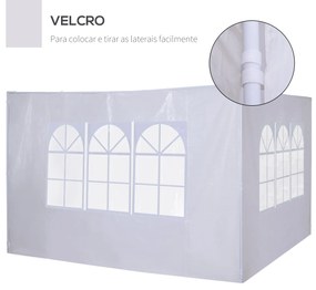 Outsunny Conjunto de 2 Paredes Laterais para Tendas de 3x3m e 3x6m Paredes Laterais para Tendas com Janelas Transparentes 293x193cm Branco