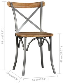 Cadeiras de jantar 2 pcs madeira de mangueira maciça