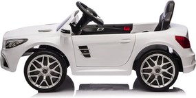 Carro elétrico para crianças até aos 5 anos Mercedes SL500, 12V com bateria de lítio, pneus borracha, controlo remoto Branco