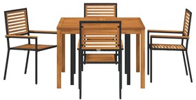 Conjunto de Jantar para Jardim 5 pcs Preto 110 x 110 x 75 cm