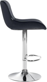 Banco alto em veludo com estrutura prateada 85-106 x 49 x 51 cm preto
