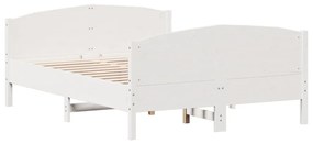 Cama sem colchão 140x190 cm madeira de pinho maciça branco