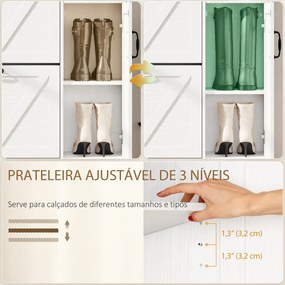 Sapateira Estreito com 2 Compartimentos Rebatíveis Prateleiras Ajustáveis para 12 Pares para Espaços Pequenos 106,7x26x116cm Branco