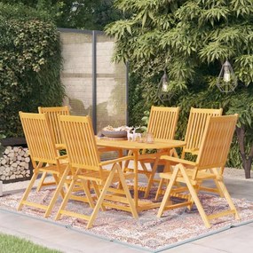 vidaXL 7 pcs conjunto de jantar para jardim madeira de teca maciça