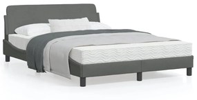 vidaXL Estrutura de cama sem colchão 140x200 cm tecido cinzento-escuro