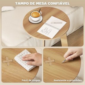 Mesa Auxiliar em Forma de C Mesa Redonda com Montagem Rápida Ideal para Espaços Pequenos Sala, Quarto Ø39x50,5 cm Madeira