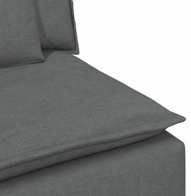 Sofá modular com pufes e almofadas cinzento-escuro