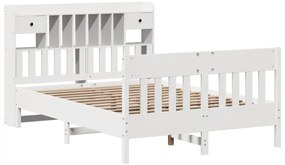 Cama sem colchão 140x200 cm madeira de pinho maciça branco
