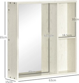 Armário de Casa de Banho com Espelho Móvel para Casa de Banho Estilo Moderno 63x15x65 cm Branco