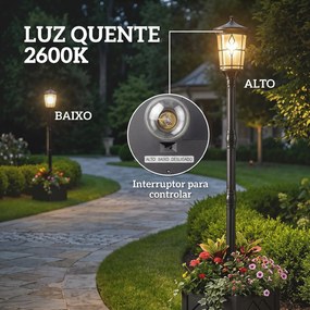 Candeeiro Solar Exterior de Jardim com Vaso 2 Modos de Brilho 100/50 lm IP44 Acendimento/Desligamento Automático Preto