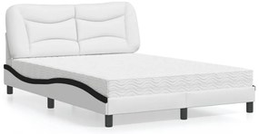 vidaXL Cama com colchão 120x200 cm couro artificial branco e preto