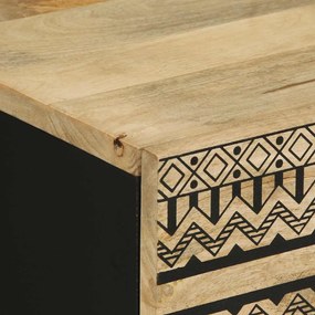 Mesa cabeceira 50x33x62cm madeira mangueira áspera maciça preto